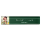 Emerald Green Profile Foto Name Business Namensplakette (Vorderseite)