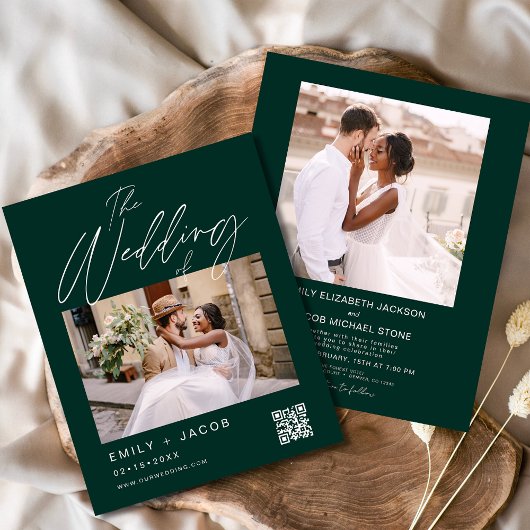 Emerald Green QR Code Foto Einladung zur Hochzeit