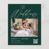 Emerald Green QR Code Foto Einladung zur Hochzeit (Vorderseite)
