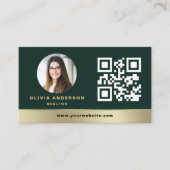 Emerald Green QR Code Gold House Real Estate Visitenkarte (Vorderseite)