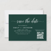 Emerald Green QR Code - Save the Date 3 Foto (Rückseite)