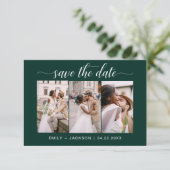 Emerald Green QR Code - Save the Date 3 Foto (Stehend Vorderseite)