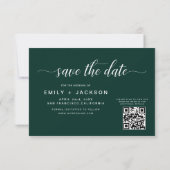 Emerald Green QR Code - Save the Date 3 Foto (Rückseite)
