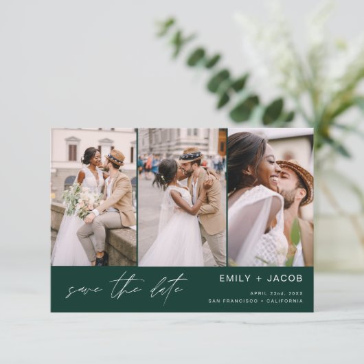 Emerald Green QR Code Save the Date 4 Foto (Stehend Vorderseite)