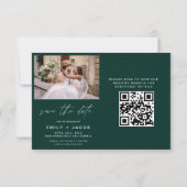 Emerald Green QR Code Save the Date 4 Foto (Rückseite)