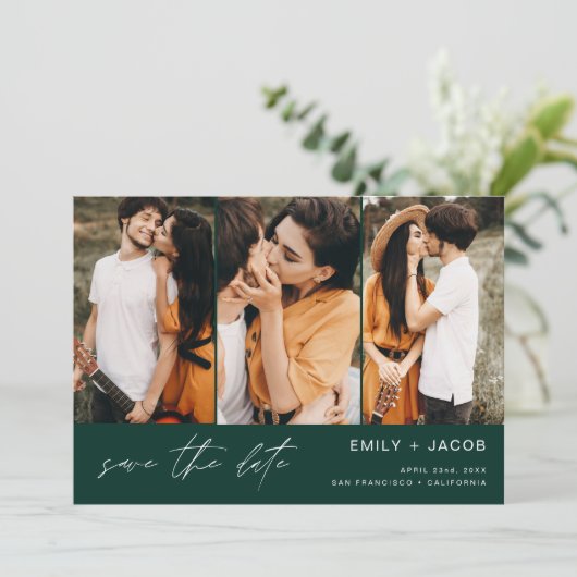 Emerald Green QR Code Save the Date 4 Foto (Stehend Vorderseite)