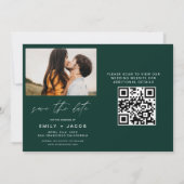 Emerald Green QR Code Save the Date 4 Foto (Rückseite)