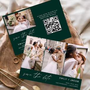 Emerald Green QR Code Save the Date 4 Foto