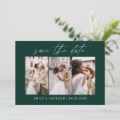 Emerald Green QR Code Save the Date Modernes 3 Fot (Stehend Vorderseite)