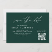 Emerald Green QR Code Save the Date Modernes 3 Fot (Rückseite)