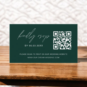 Emerald Green QR Code UAWG Wedding Website Begleitkarte