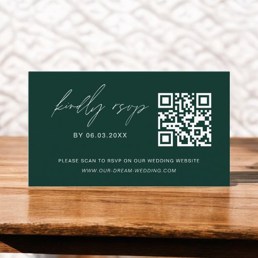 Emerald Green QR Code UAWG Wedding Website Begleitkarte