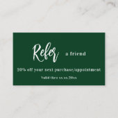Emerald green qr Code Visitenkarte Rabattkarte (Vorderseite)