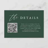 Emerald Green QR Code Wedding Details Begleitkarte (Vorderseite)