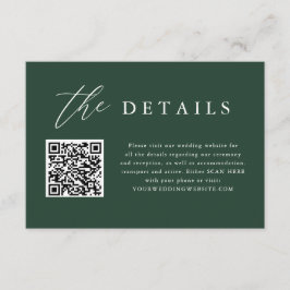 Emerald Green QR Code Wedding Details Begleitkarte