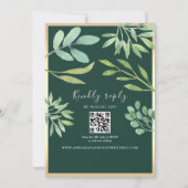 Emerald Green QR Code Wedding Einladung (Rückseite)
