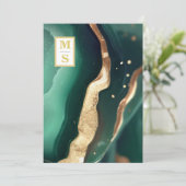 *~ Emerald Green QR Initials AR66 UAWG Wedding Einladung (Stehend Vorderseite)