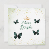 Emerald Green Quinceañera 15 Anos Blume Gold Einladung (Rückseite)