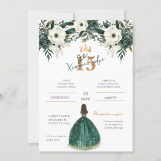 Emerald Green Quinceanera Einladung