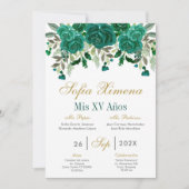 Emerald Green Quinceanera Einladung (Vorderseite)