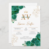 Emerald Green Quinceanera Einladung (Vorne/Hinten)