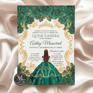 Emerald Green Quinceañera Einladung   Goldkrone