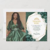 Emerald Green Quinceañera Foto Danke Karte (Vorderseite)