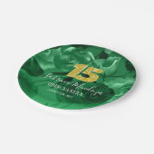 Emerald Green Quinceanera Gold #15 Paper Tellers Pappteller (Schrägansicht)