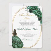 Emerald Green Quinceanera invitation in Spanish Einladung (Vorderseite)