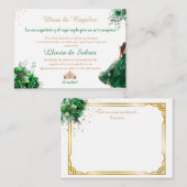 Emerald Green Quinceañera Lluvia de Sobres Note Ca Mitteilungskarte (Vorne/Hinten)