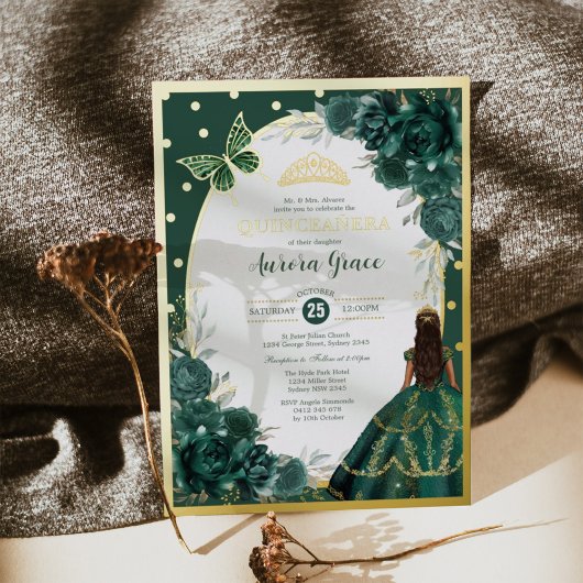Emerald Green Quinceanera Mis Quince 15 Anos Folieneinladung