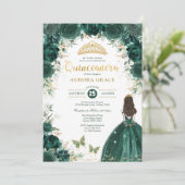 Emerald Green Quinceañera Princess Mis Quince Anos Einladung (Stehend Vorderseite)