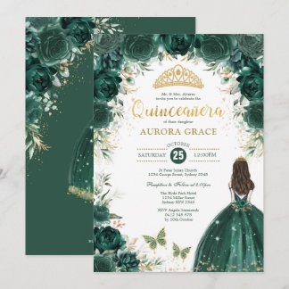 Emerald Green Quinceañera Princess Mis Quince Anos Einladung