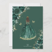 Emerald Green Quinceañera Princess Mis Quince Anos Einladung (Rückseite)