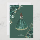 Emerald Green Quinceañera Prinzessin 15. Geburtsta Einladung (Rückseite)