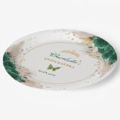 Emerald Green Quinceanera Prinzessin Miss Quince 1 Pappteller (Schrägansicht)