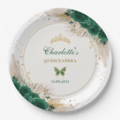 Emerald Green Quinceanera Prinzessin Miss Quince 1 Pappteller (Vorderseite)