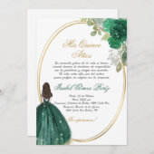 Emerald green Quinceanera Silhouette Einladung (Vorne/Hinten)