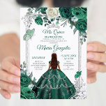 Emerald Green Quinceanera Silver Crown Glitzer Einladung<br><div class="desc">Emerald Green Quinceanera Silver Crown Glitzer Einladung Mis Quince Anos,  15. Geburtstag, </div>