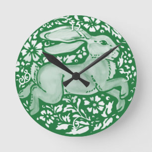 Emerald Green Rabbit Bunny Cotattcore Folk Runde Wanduhr