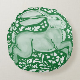 Emerald Green Rabbit Bunny Hare Cotattcore  Rundes Kissen