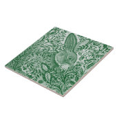 Emerald Green Rabbit Bunny Intricate Floral Leaf Fliese (Seite)