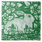 Emerald Green Rabbit Bunny Snail Blumengarten Fliese (Vorderseite)