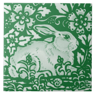 Emerald Green Rabbit Bunny Snail Blumengarten Fliese