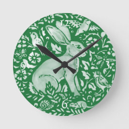 Emerald Green Rabbit Bunny Woodland Coodattcore Runde Wanduhr