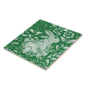 Emerald Green Rabbit Mama Chinoiserie Floral Fliese (Seite)