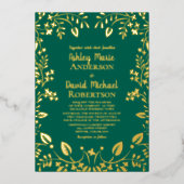 Emerald Green Real Gold Foil Blues Hochzeit Folieneinladung (Vorderseite)