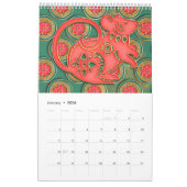 Emerald Green Red Gold 12 chinesische Zodiac-Zeich Kalender (Jan 2026)