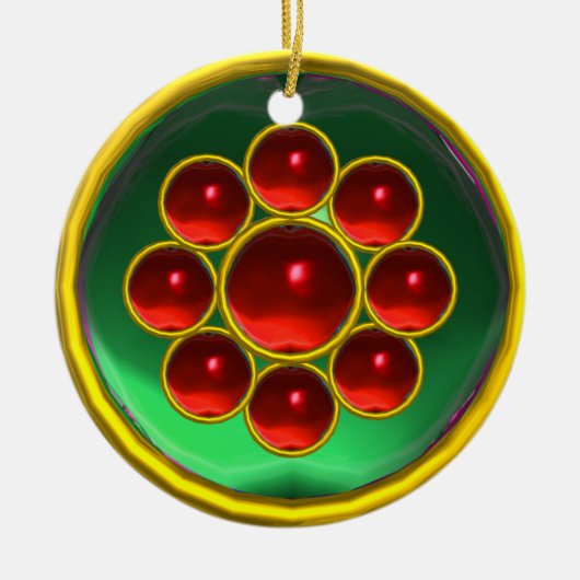 EMERALD GREEN;RED RUBY GEMSTONE MON KERAMIKORNAMENT (Vorne)