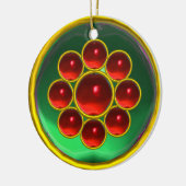 EMERALD GREEN;RED RUBY GEMSTONE MON KERAMIKORNAMENT (Links)